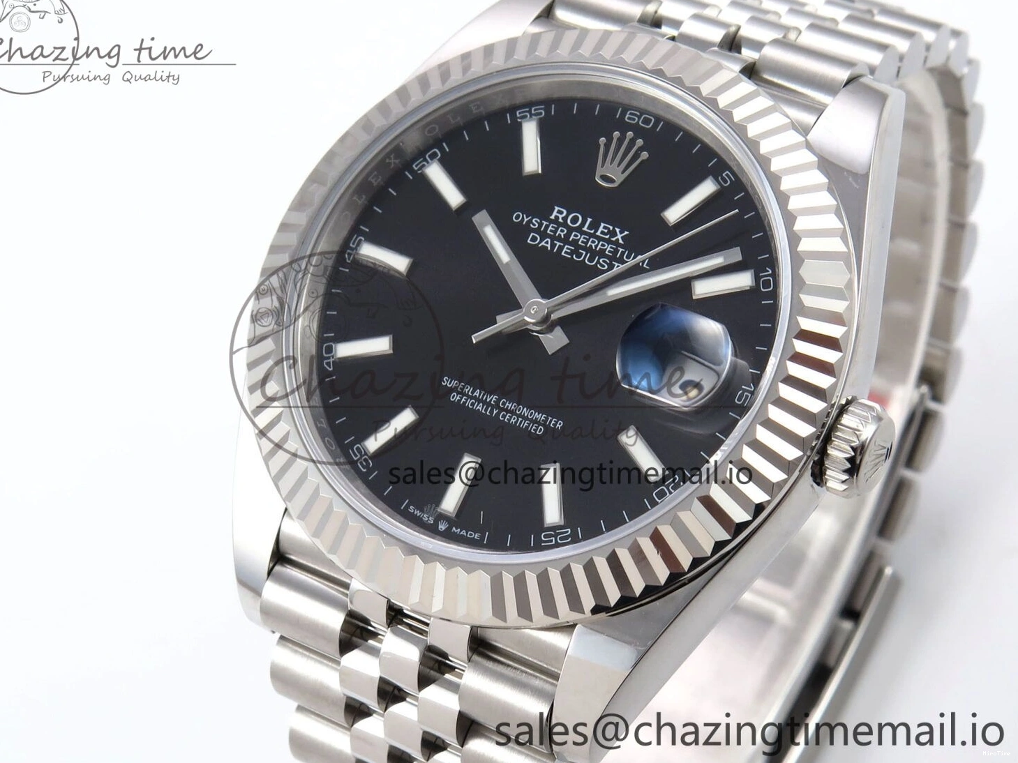 MiroTime 0406 HighPerformance DateJust 41 126334 EWEF Best Edition Black Stick Dial on Jubilee Bracelet A 1046